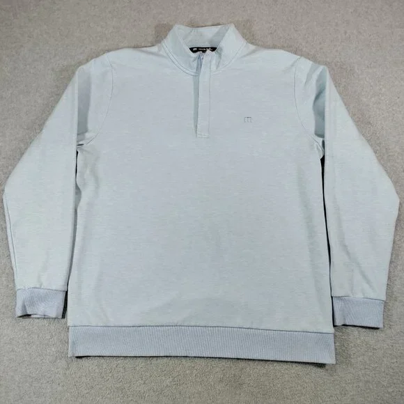 TravisMathew Cloud Quarter Zip 2.0 Mens XL Heather Blue 1/4 Zip Pullover - Picture 1 of 10